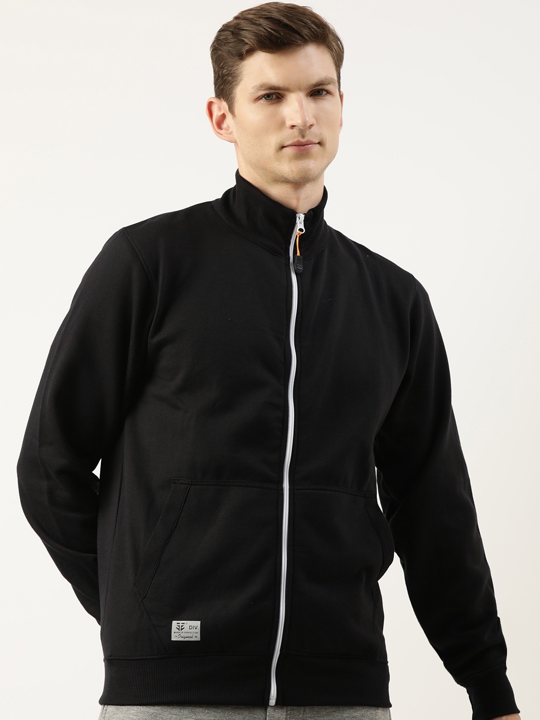 

Sports52 wear Solid Long Sleeves Front-Open Sweatshirt, Black