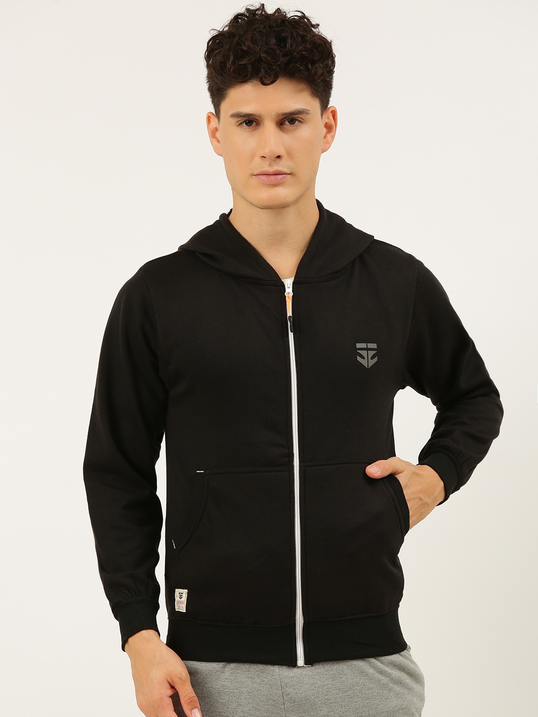 

Sports52 wear Men Black Solid Hooded Sweatshirt