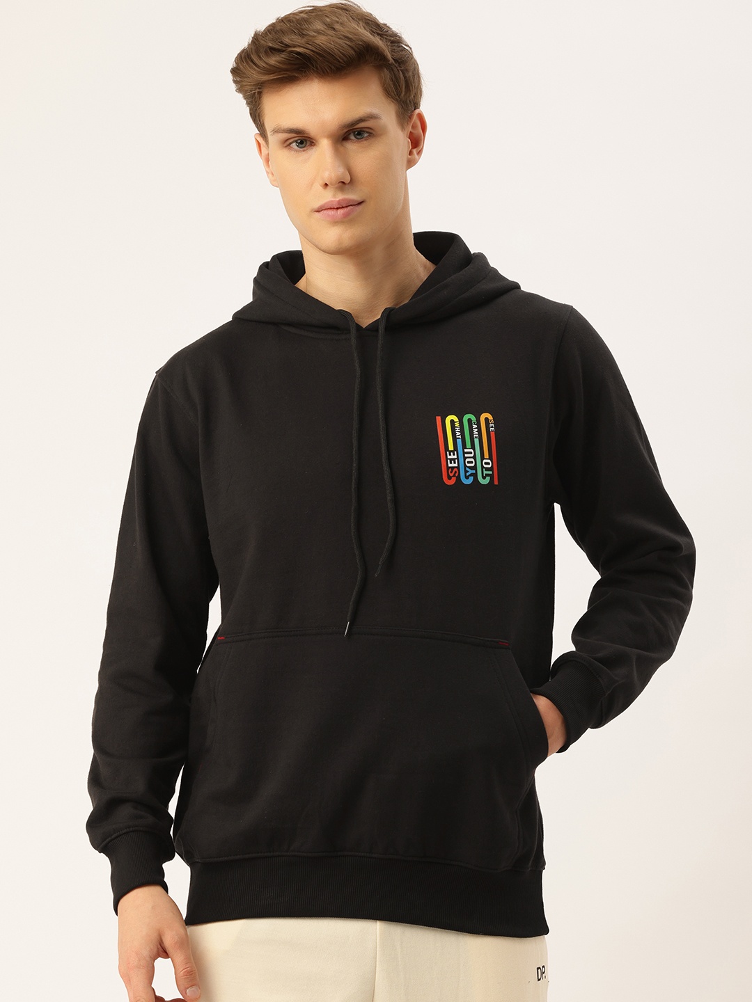 

Sports52 wear Typography Printed Hooded Sweatshirt, Black