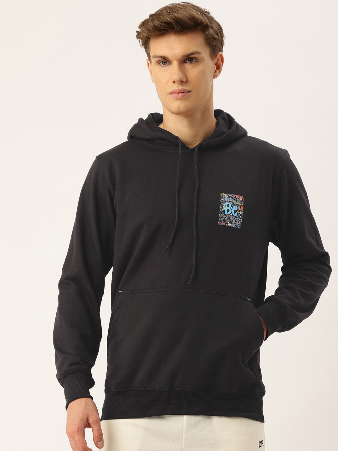 

Sports52 wear Typography Printed Hooded Sweatshirt, Black