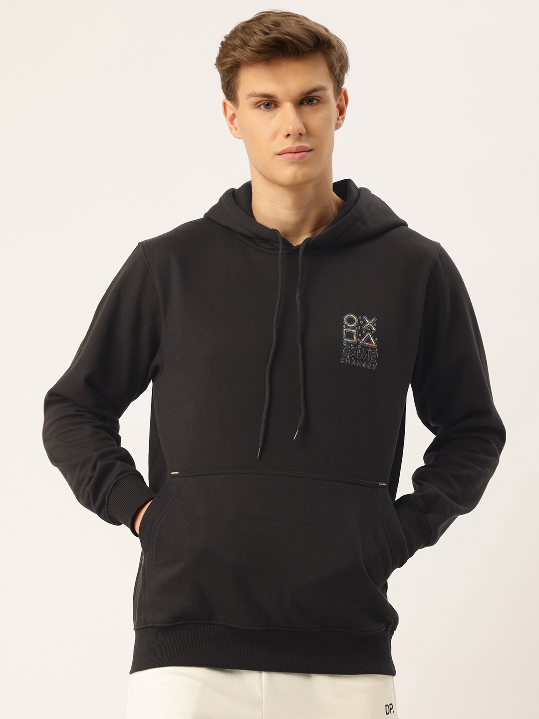 

Sports52 wear Typography Printed Hooded Sweatshirt, Black