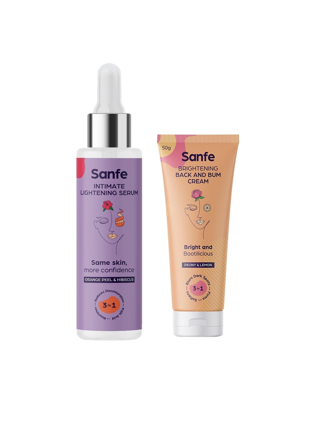 

Sanfe Intimate Lightening Serum with Orange Peel & Brightening Back and Bum Cream, Coral