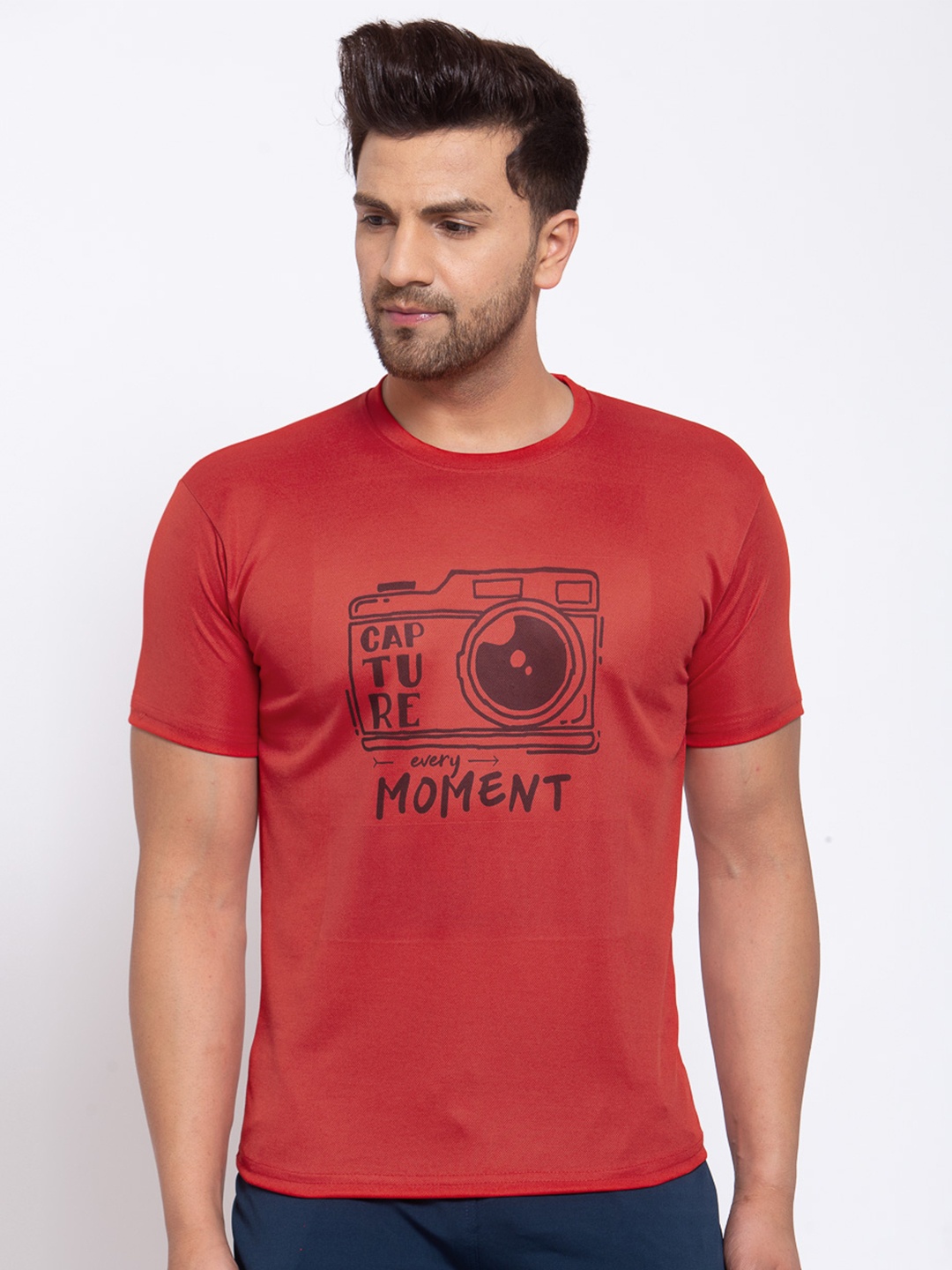 KLOTTHE Men Red Typography Printed T-shirt
