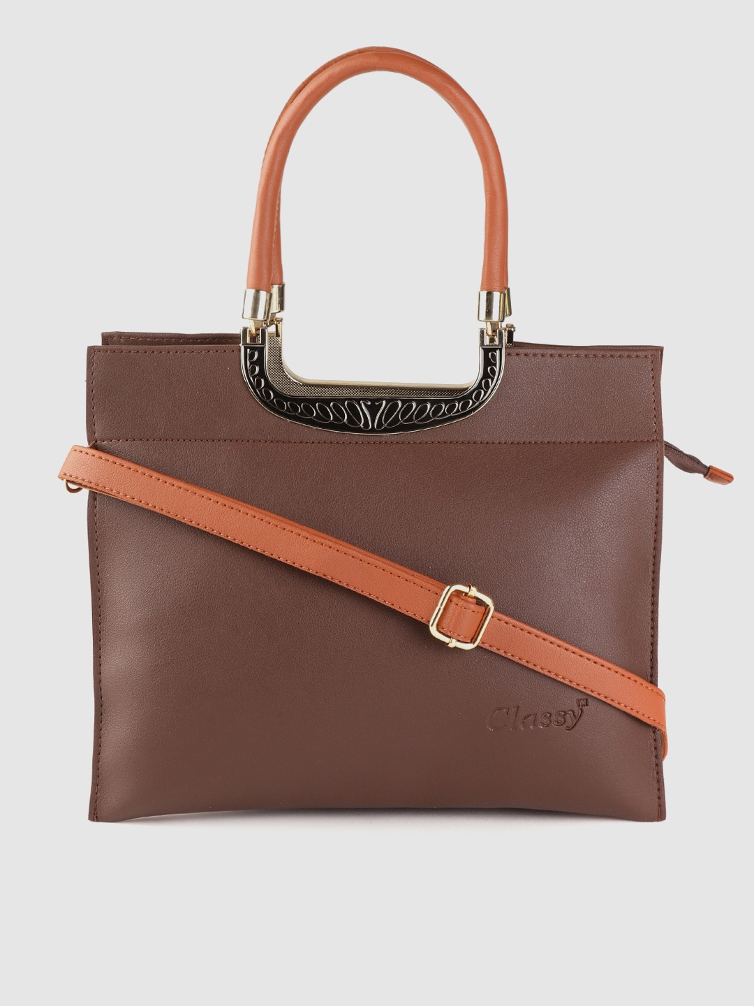 

Leather Retail Brown Structured Handheld Bag