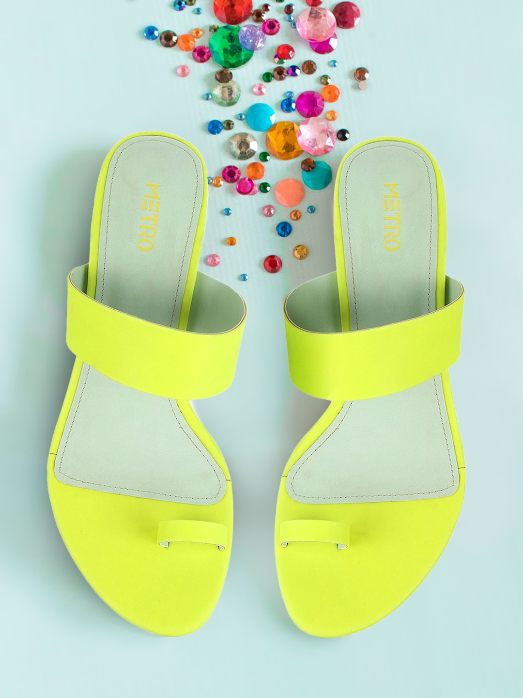 

Metro Women Fluorescent Green Solid Block Heels