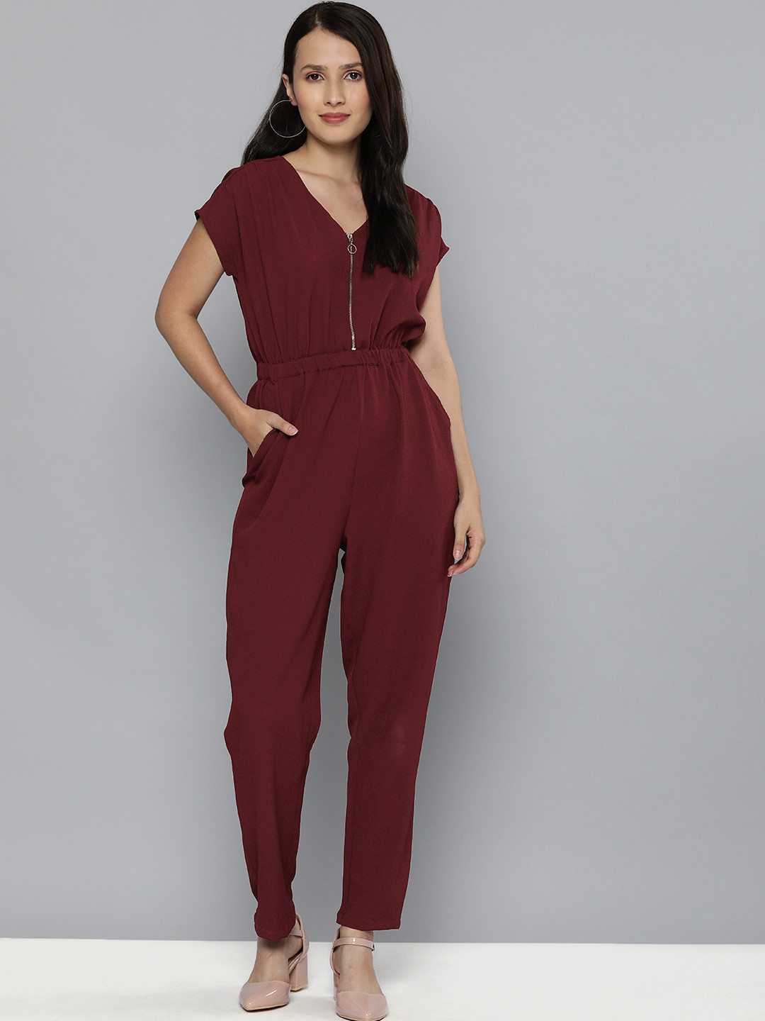

Chemistry Maroon Basic Jumpsuit