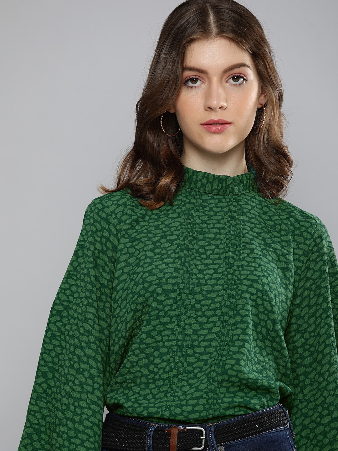 

Chemistry Women Green Self-Design Regular Top