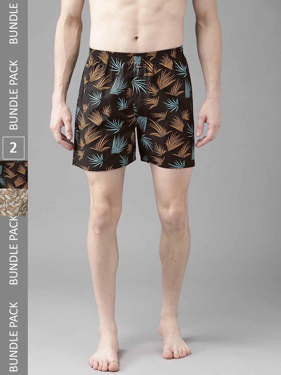 

Roadster Men Pack of 2 Pure Cotton Printed Boxers RDS-KEN-MBOX- PRINT-02XH, Brown