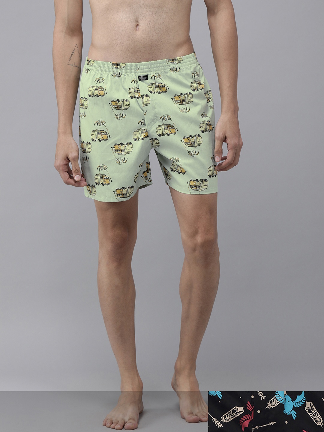 

Roadster Men Pack of 2 Pure Cotton Printed Boxers RDS-KEN-MBOX- PRINT-02XF, Green