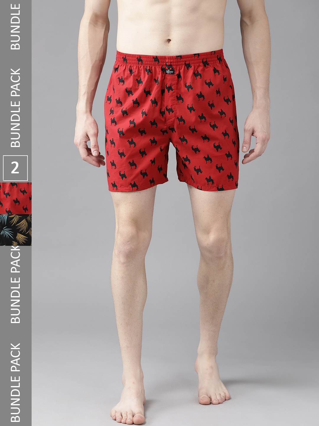 

Roadster Men Pack of 2 Pure Cotton Printed Boxers RDS-KEN-MBOX- PRINT-02XG, Red