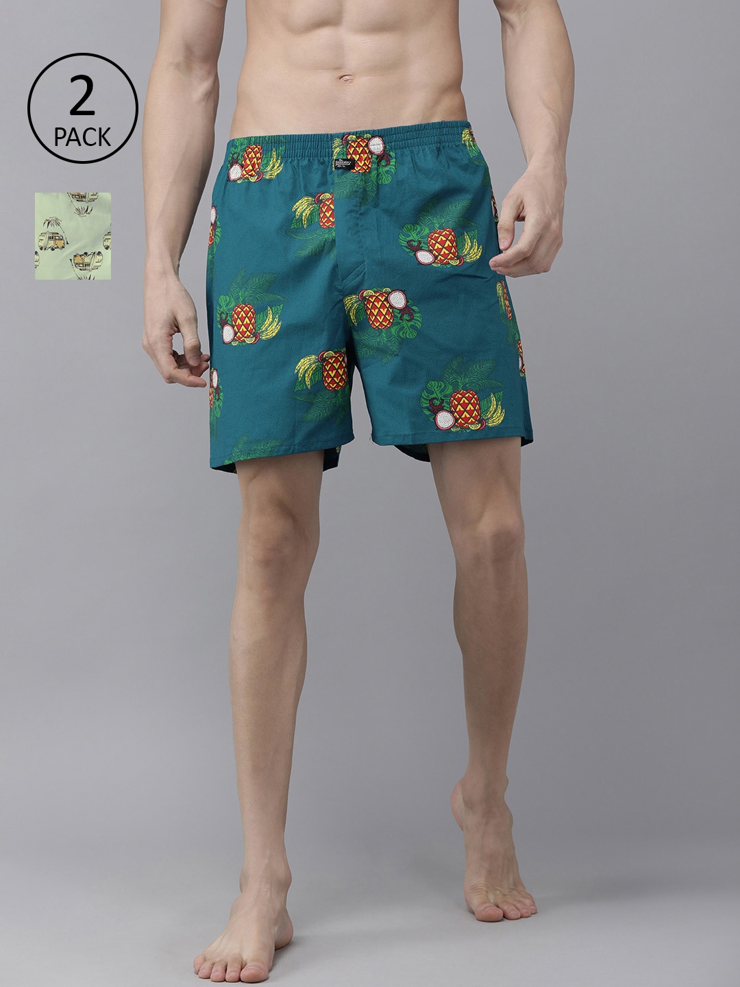 

Roadster Men Pack of 2 Pure Cotton Printed Boxers RDS-KEN-MBOX- PRINT-02XA, Teal