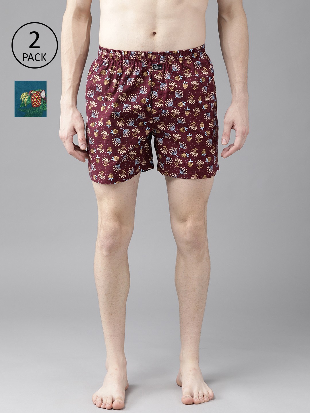

Roadster Men Pack of 2 Pure Cotton Printed Boxers RDS-KEN-MBOX- PRINT-02XL, Blue