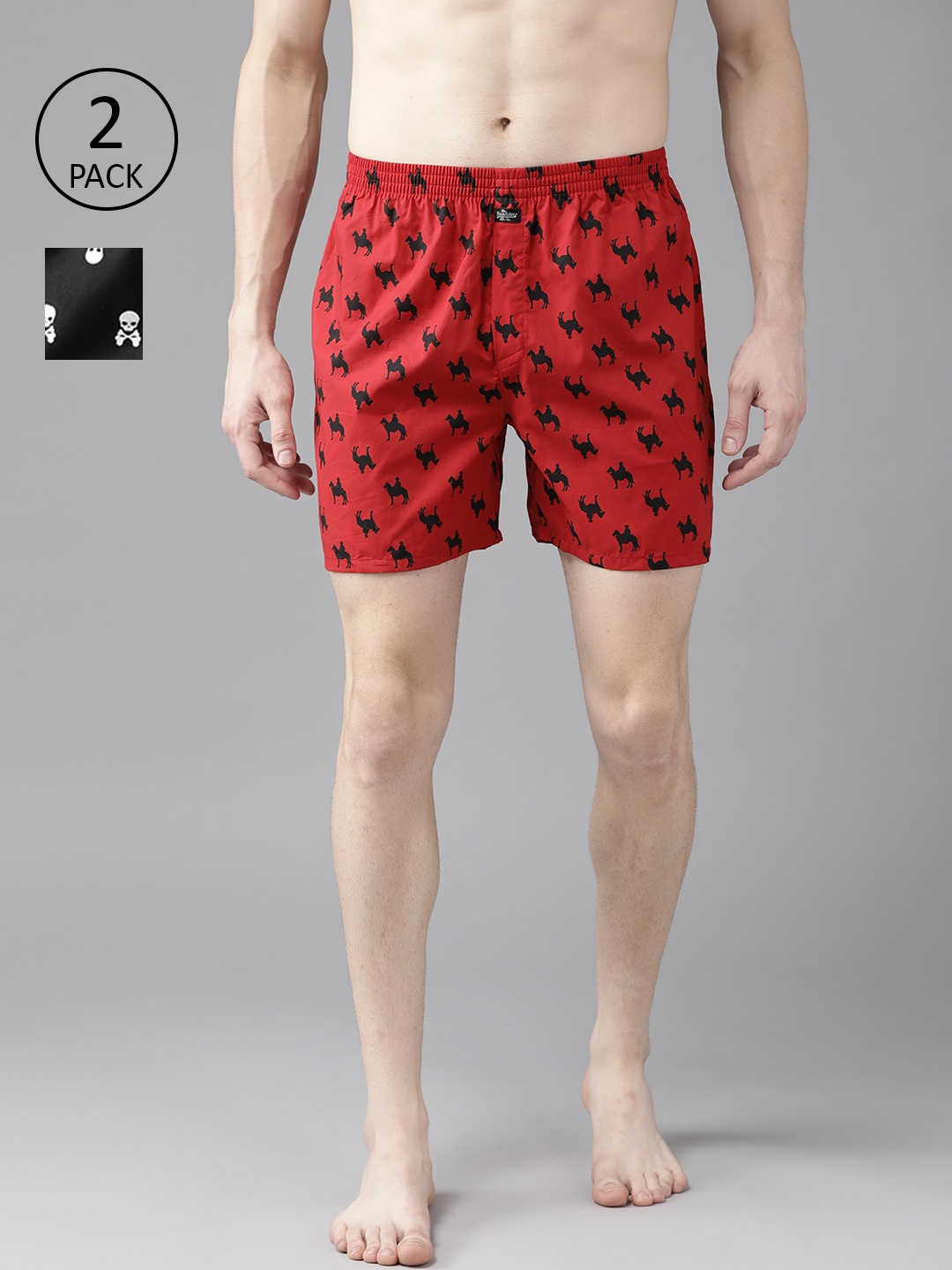 

Roadster Men Pack of 2 Pure Cotton Printed Boxers RDS-KEN-MBOX- PRINT-02XD, Red