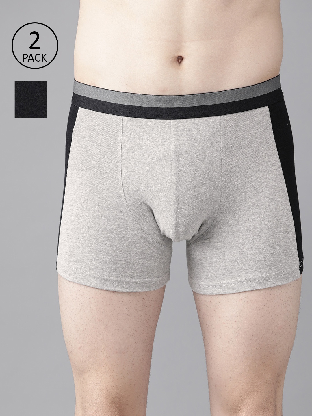 

Roadster Men Pack of 2 Solid Trunks RDST-TRN1-2PP-BM, Grey melange