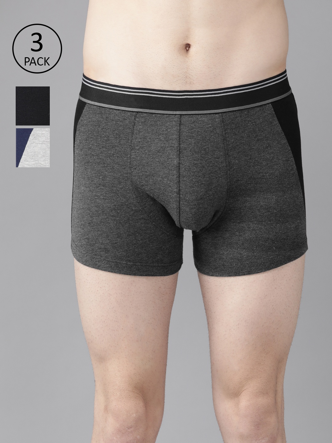 

Roadster Men Pack Of 3 Solid Trunks RDST-TRN2-3PP-BM-New16, Charcoal