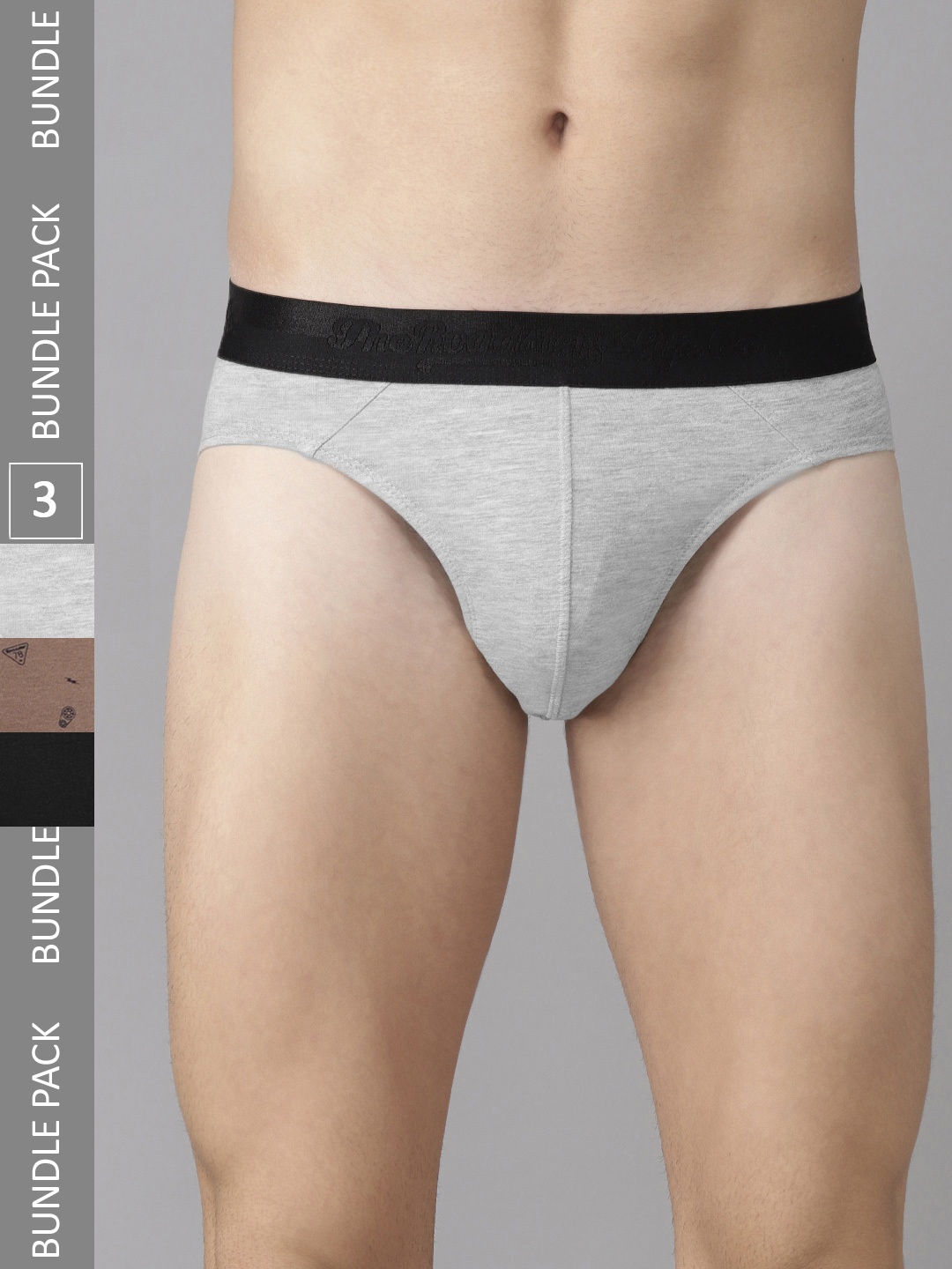 

Roadster Men Pack Of 3 Briefs RDST-BRF4-3PP-BM, Grey melange