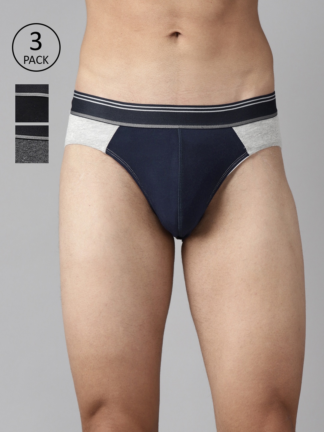 

Roadster Men Pack of 3 Basic Briefs RDST-BRF2-3PP-BM-New37, Navy blue