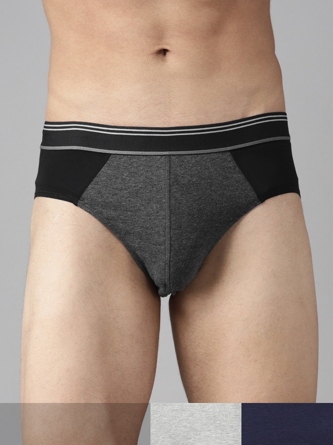 

Roadster Men Pack of 3 Basic Briefs RDST-BRF2-3PP-AM-New36, Grey melange
