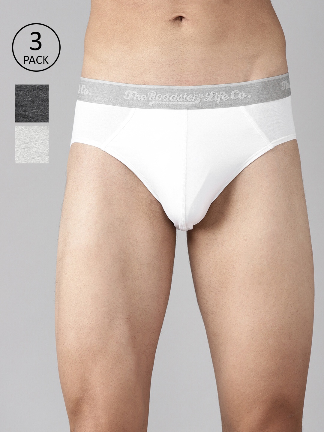 

Roadster Men Pack of 3 Solid Basic Briefs, White