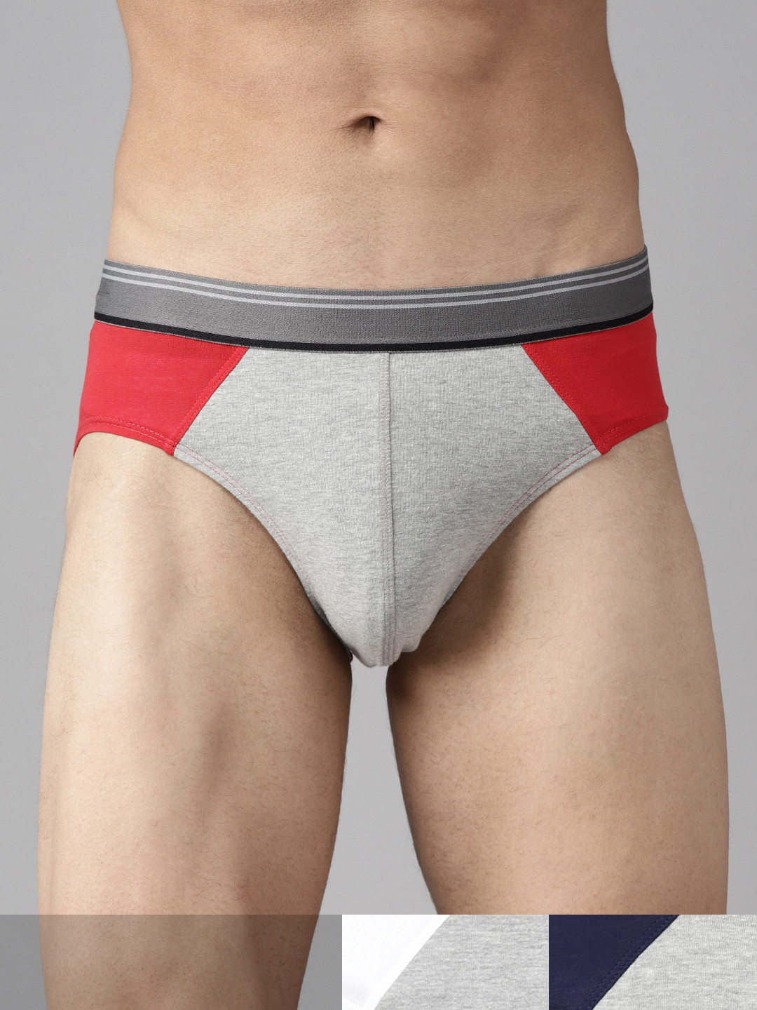 

Roadster Men Pack of 3 Basic Briefs RDST-BRF2-3PP-CM-New38-, Grey melange