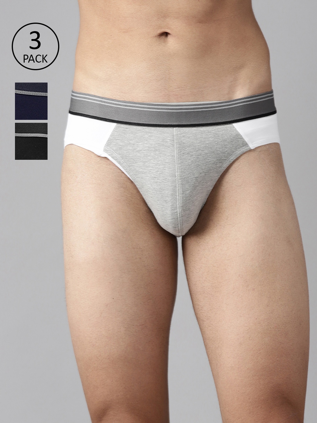 

Roadster Men Pack of 3 Basic Briefs RDST-BRF2-3PP-DM-New39, Grey