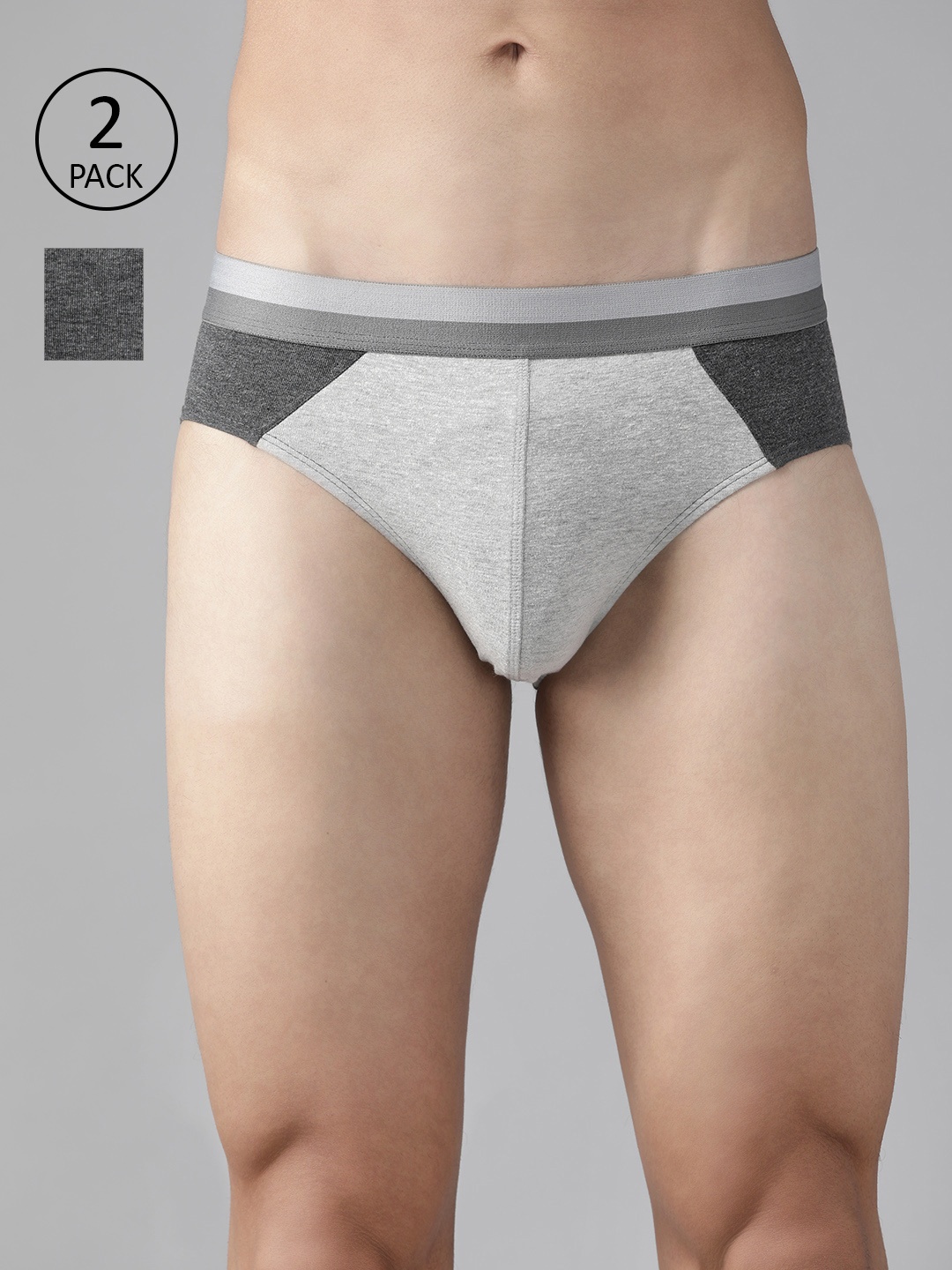 

Roadster Men Pack of 2 Briefs RDST-BRF1-2PP-CM, Grey melange