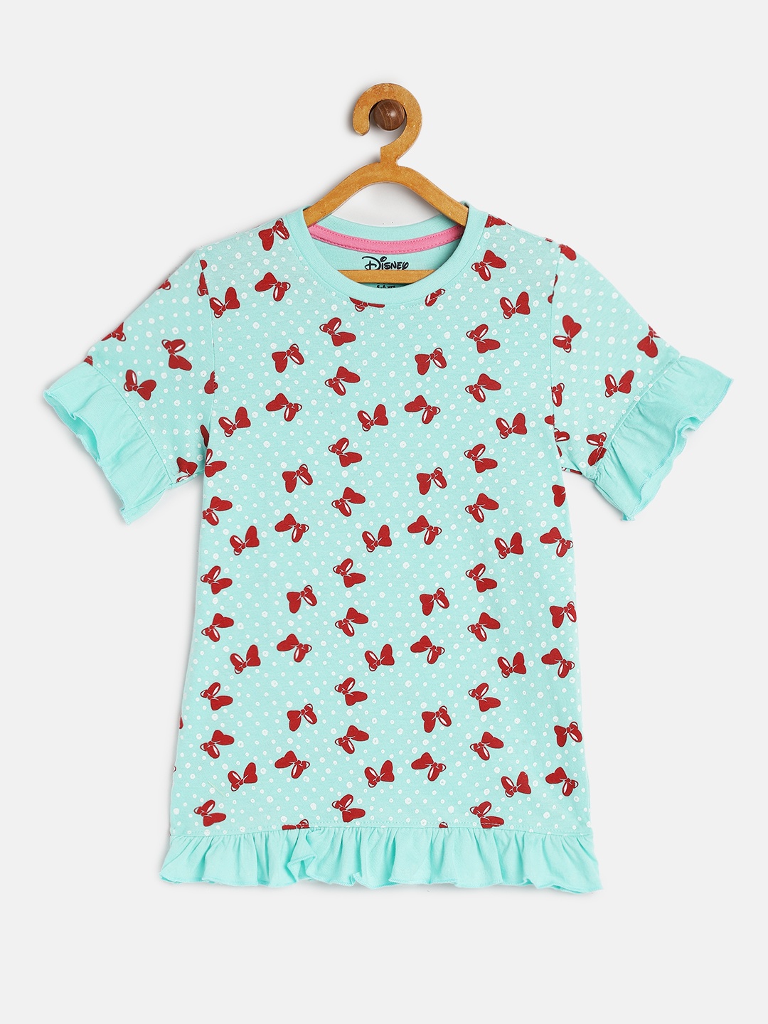 

Disney By Miss and Chief Turquoise Blue Pure Cotton Bows Regular Top