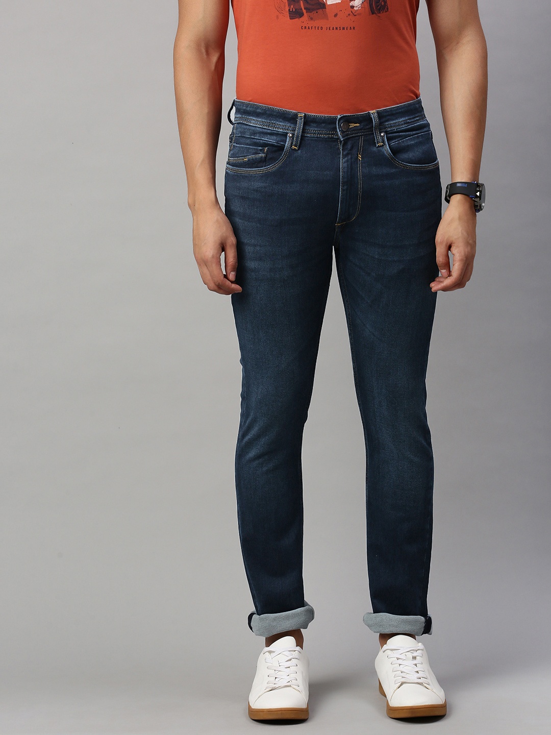 

Louis Philippe Jeans Men Navy Blue Slim Fit Low-Rise Stretchable Jeans