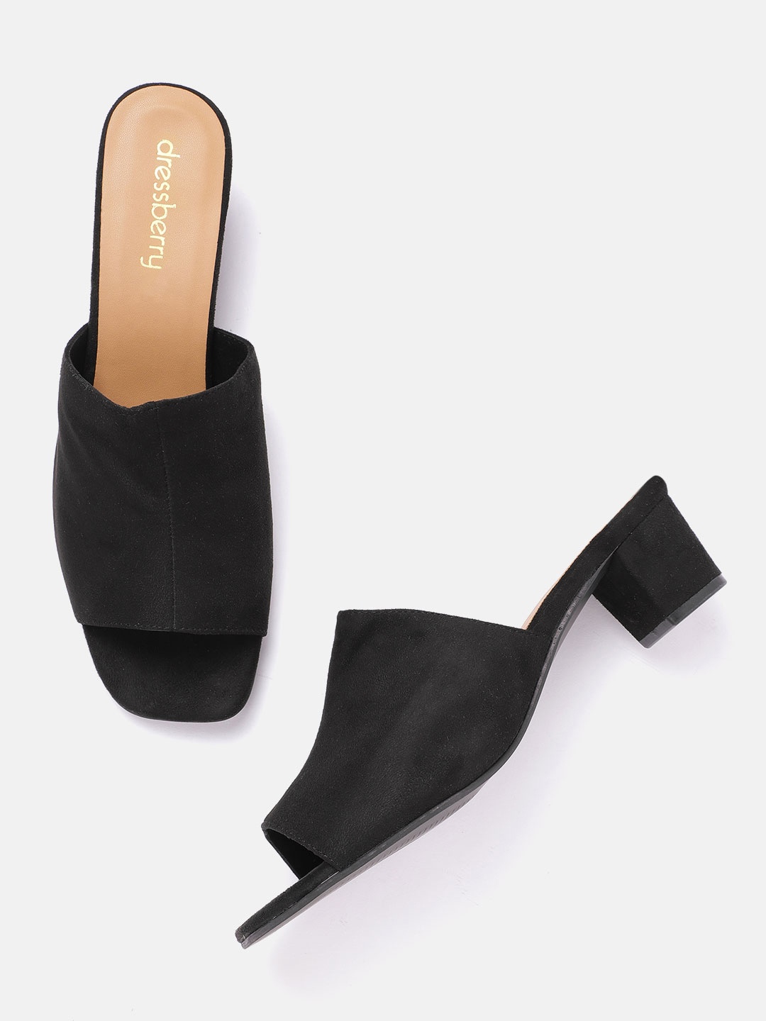 

DressBerry Black Block Heeled Mules