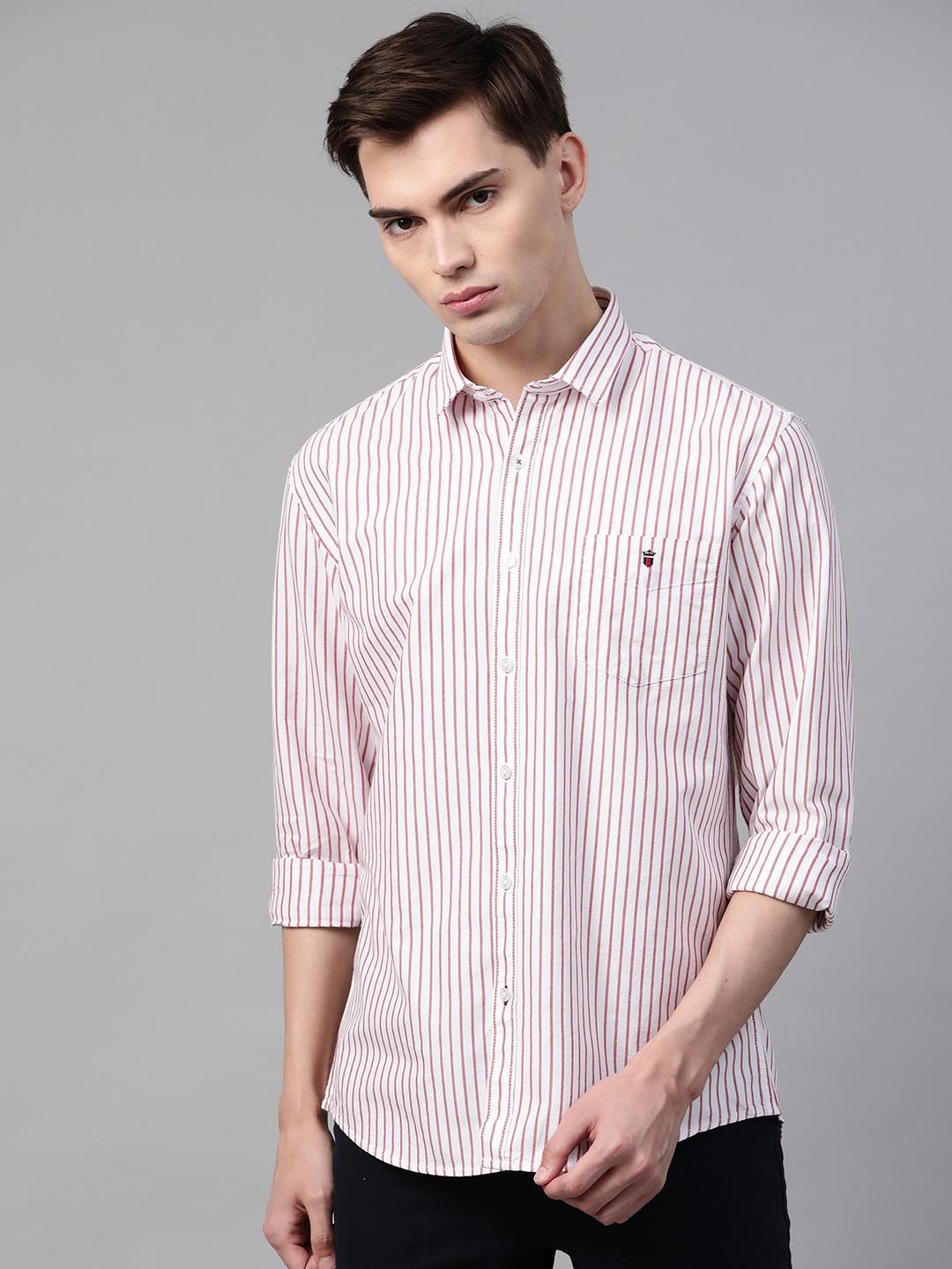 

Louis Philippe Sport Men Red Slim Fit Striped Casual Shirt