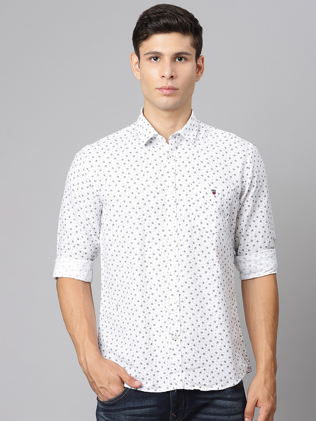 

Louis Philippe Sport Men White & Black Slim Fit Printed Casual Shirt