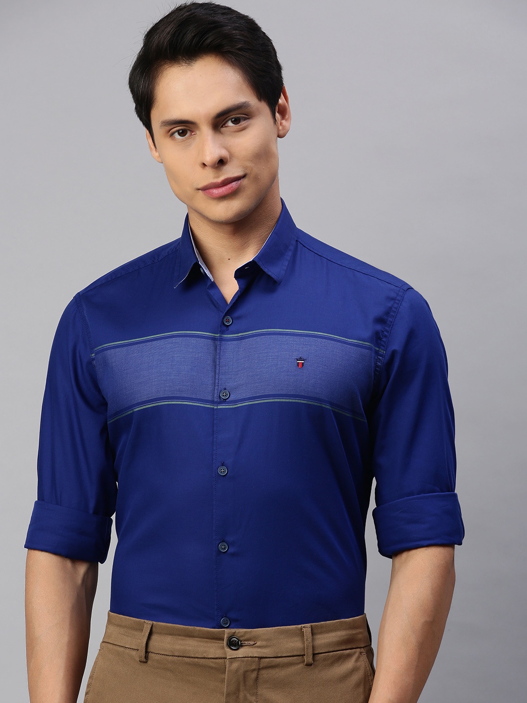 

Louis Philippe Sport Men Blue Slim Fit Horizontal Stripes Striped Casual Shirt