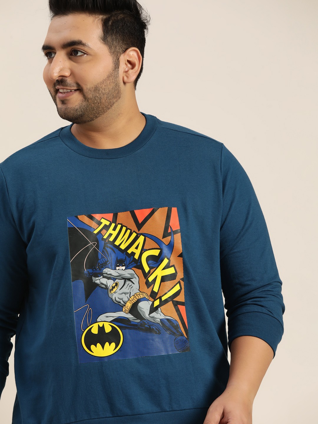 

Sztori DC Plus Size Men Blue Batman Printed Sweatshirt