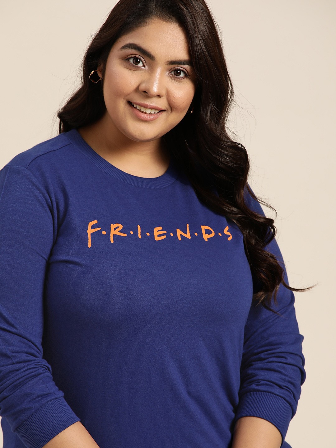

F.R.I.E.N.D.S By Sztori Plus Size Women Blue Friends Print Sweatshirt