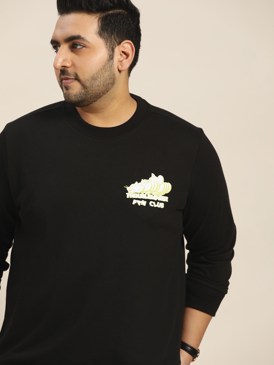

Tom & Jerry By Sztori Men Plus Size Black Printed Detail Sweatshirt