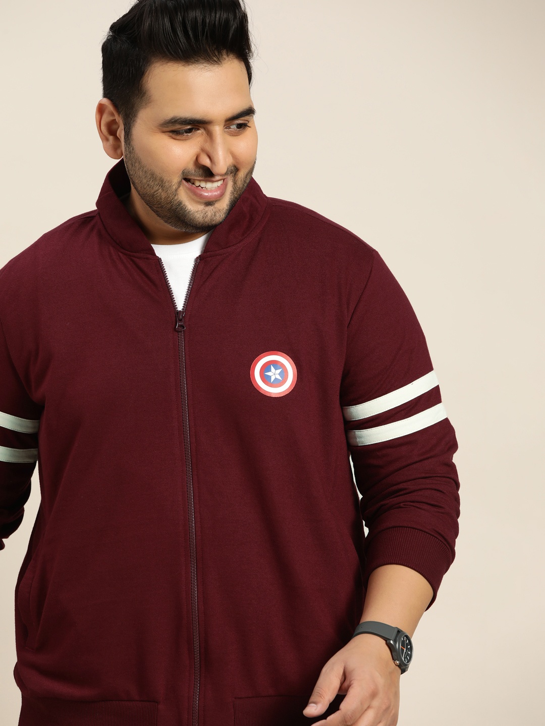 

Sztori Marvel Men Plus Size Maroon Solid Sweatshirt