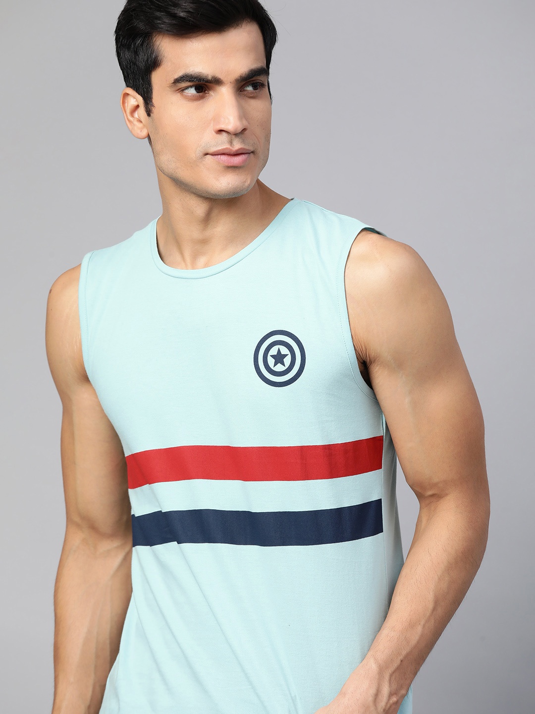 

Kook N Keech Marvel Men Blue Pure Cotton Solid T-shirt