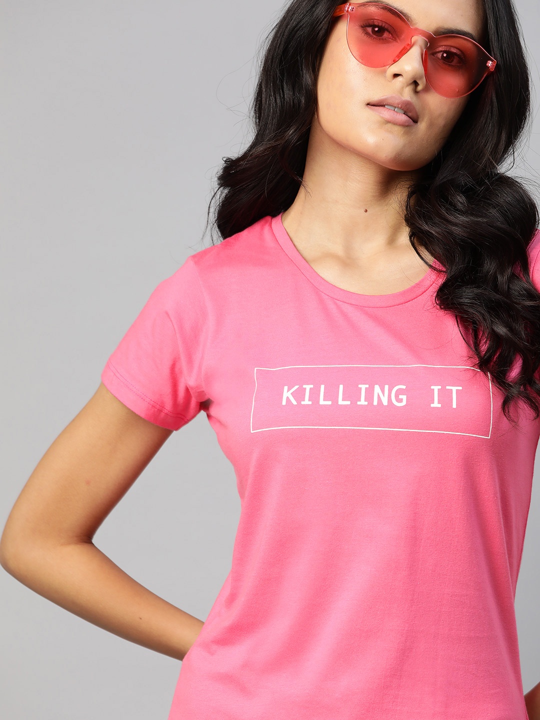 

Kook N Keech Women Pink Typography Printed Pure Cotton T-shirt