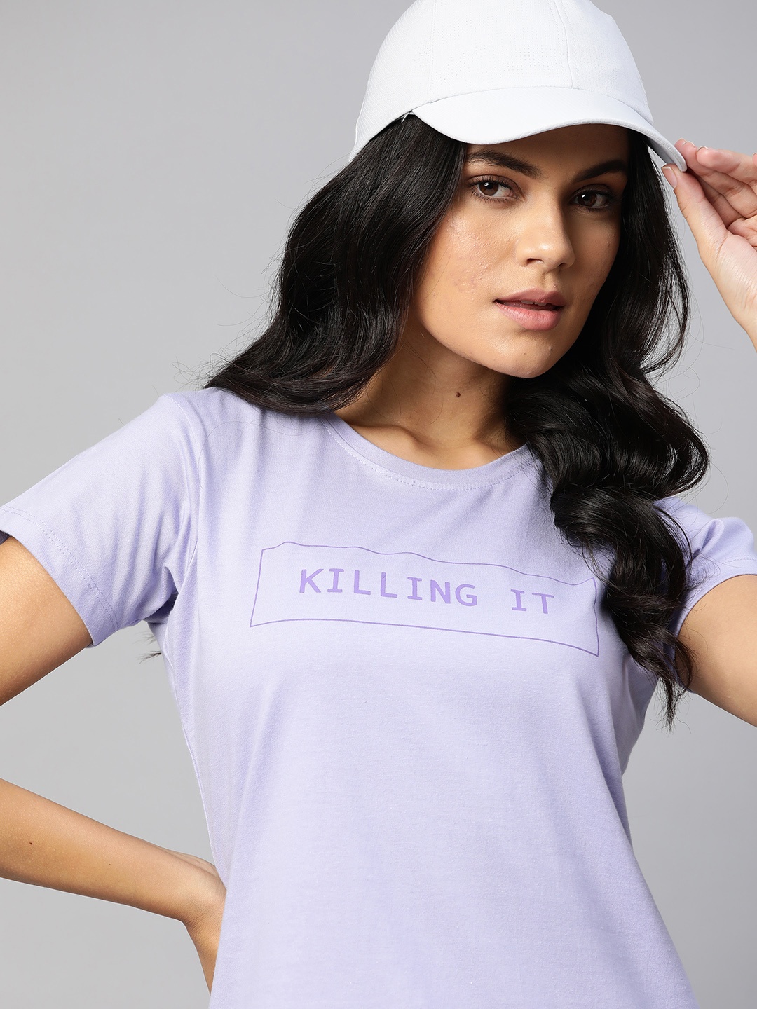 

Kook N Keech Women Lavender Typography Printed Pure Cotton T-shirt