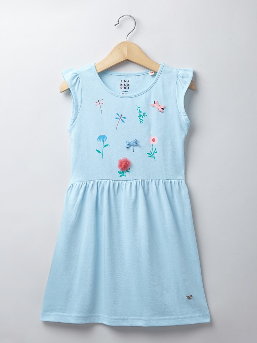 

Ed-a-Mamma Blue Floral Cotton Fit & Flare Sustainable Dress