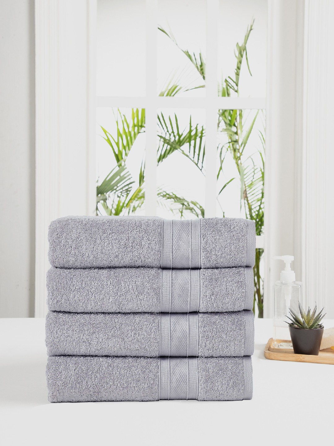 

MYTRIDENT Grey 500 GSM Set of 4 Cotton Bath Towel