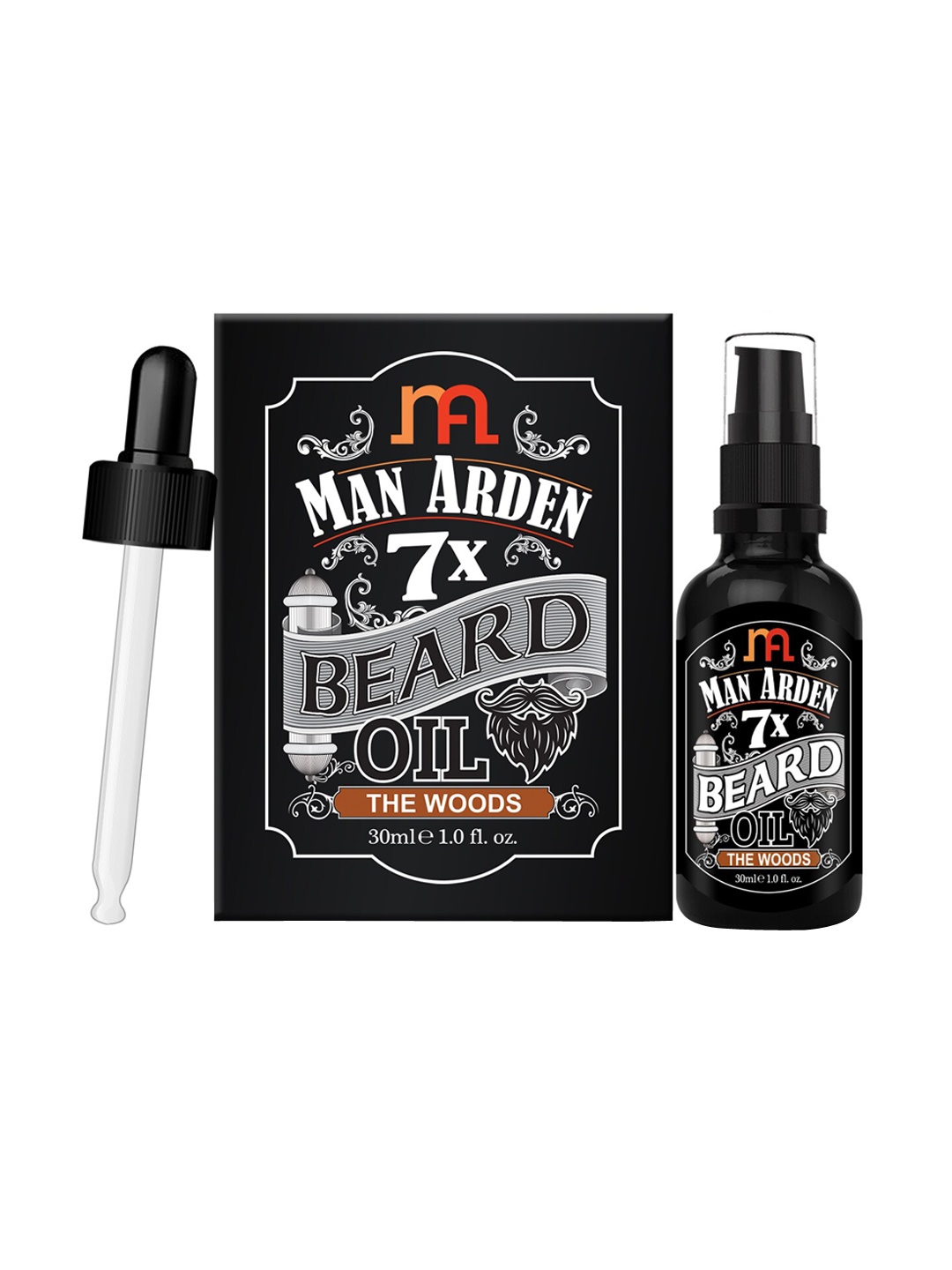 

Man Arden Pack Of 2 7X Beard Oil The Woods 30ml, Black