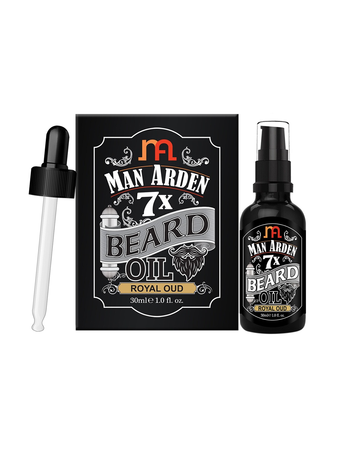 

Man Arden Pack Of 2 7X Beard Oil Royal Oud 30ml, Black