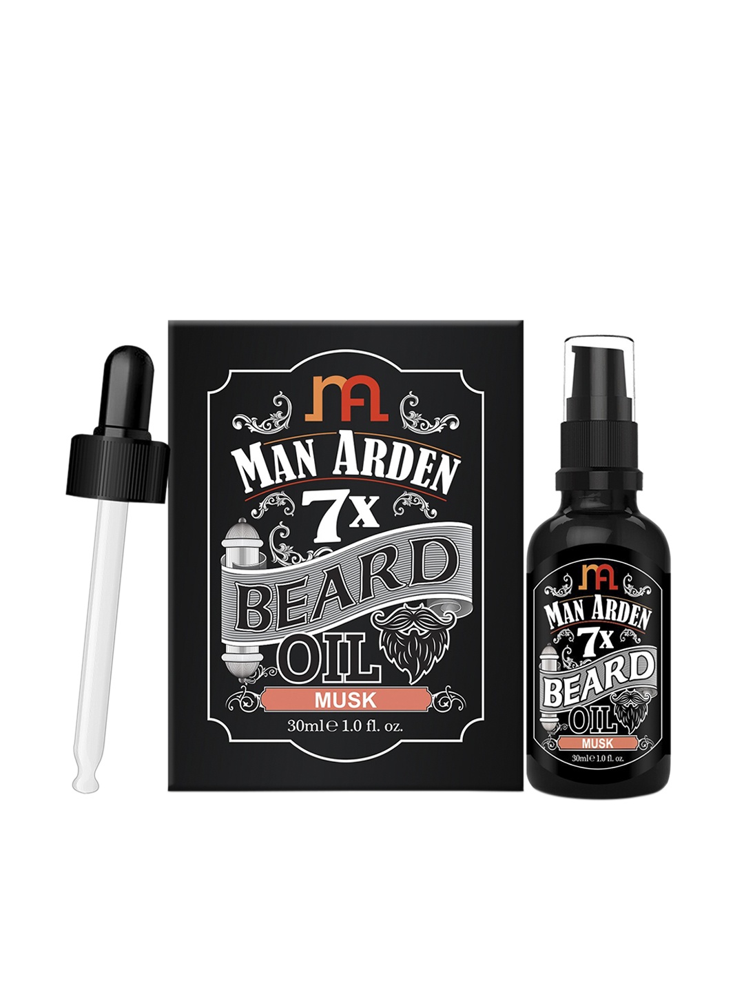 

Man Arden Pack Of 2 7X Beard Oil 30ml Musk, Black