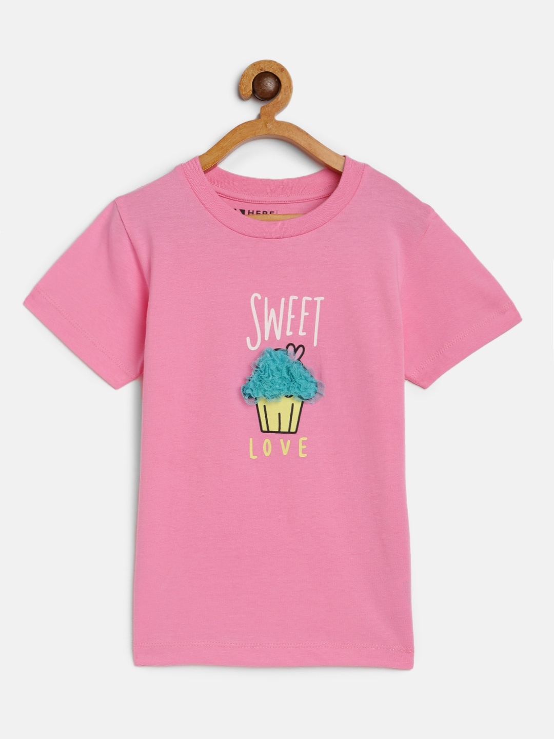 

HERENOW Girls Pink Pure Cotton Printed Pure Cotton T-shirt