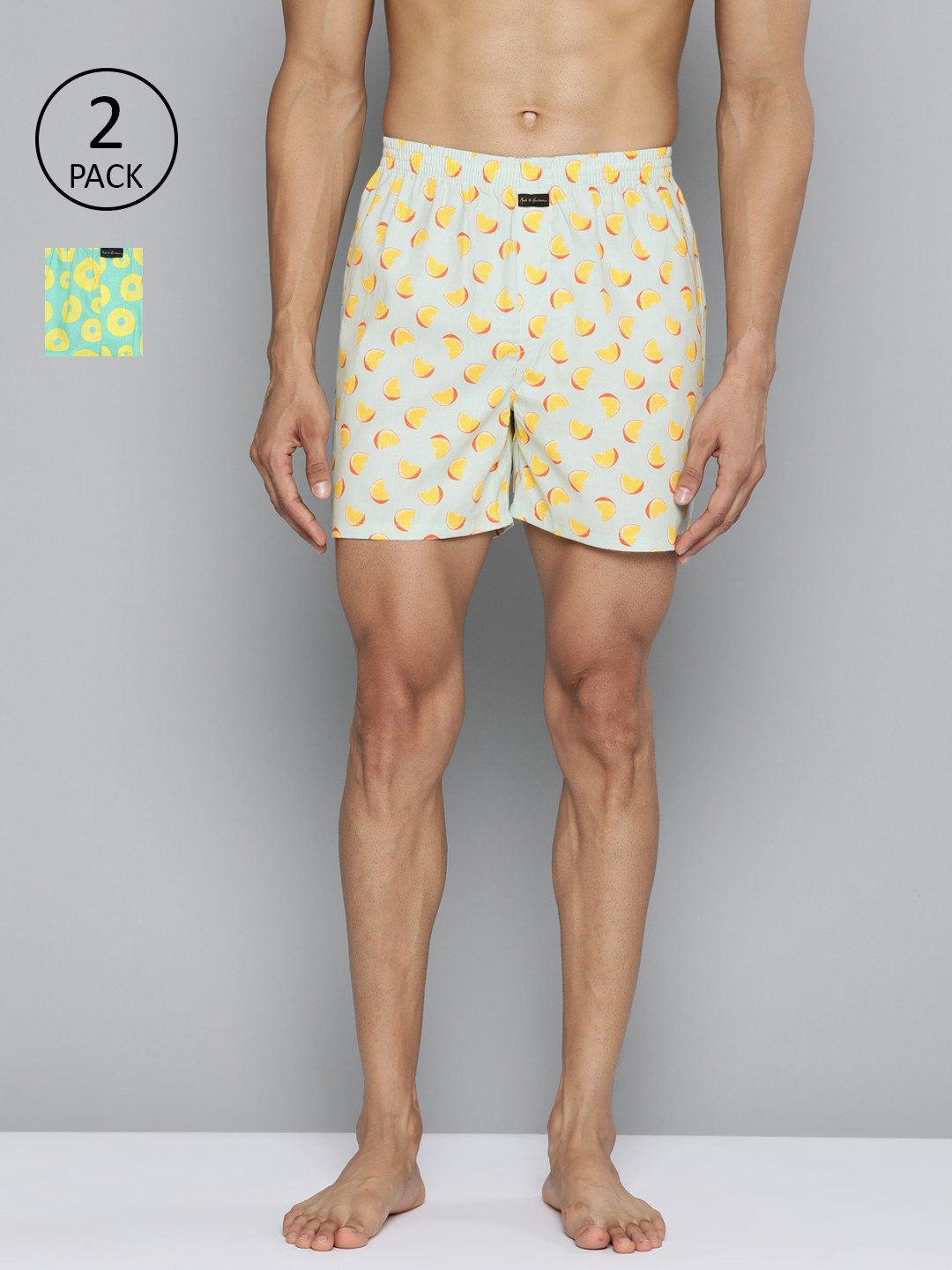 

Mast & Harbour Men Pack of 2 Printed Boxers MNH-KEN-MBOX- PRINT-02ZG, Green