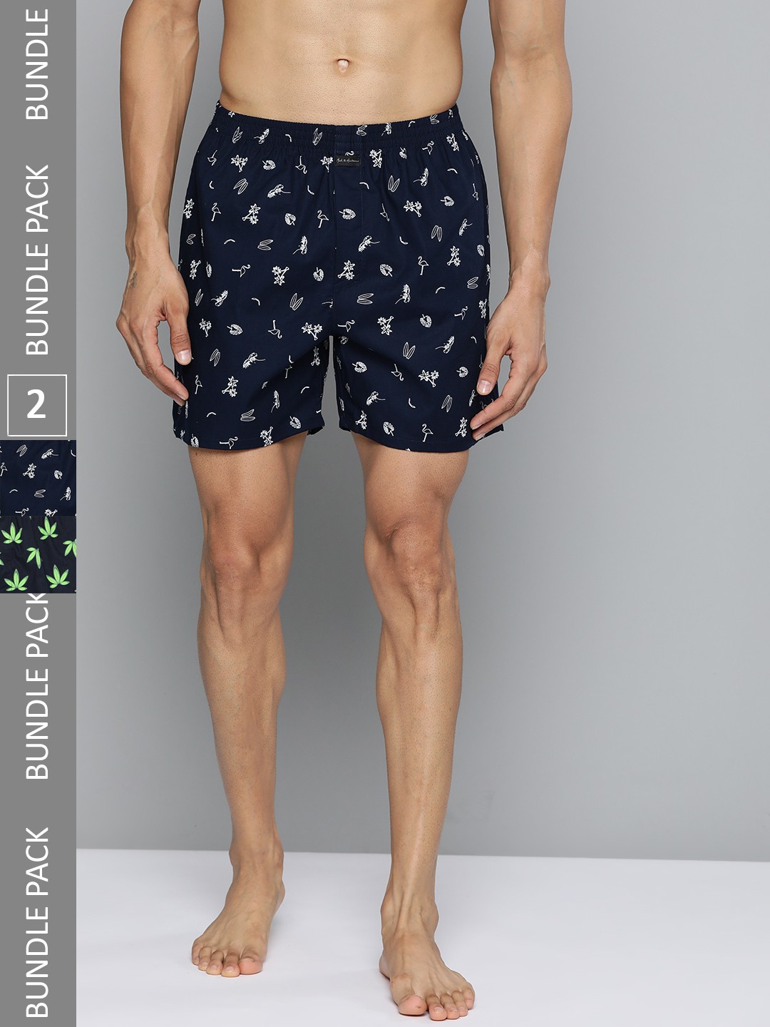 

Mast & Harbour Men Pack of 2 Pure Cotton Printed Boxers MNH-KEN-MBOX- PRINT-02ZN, Black