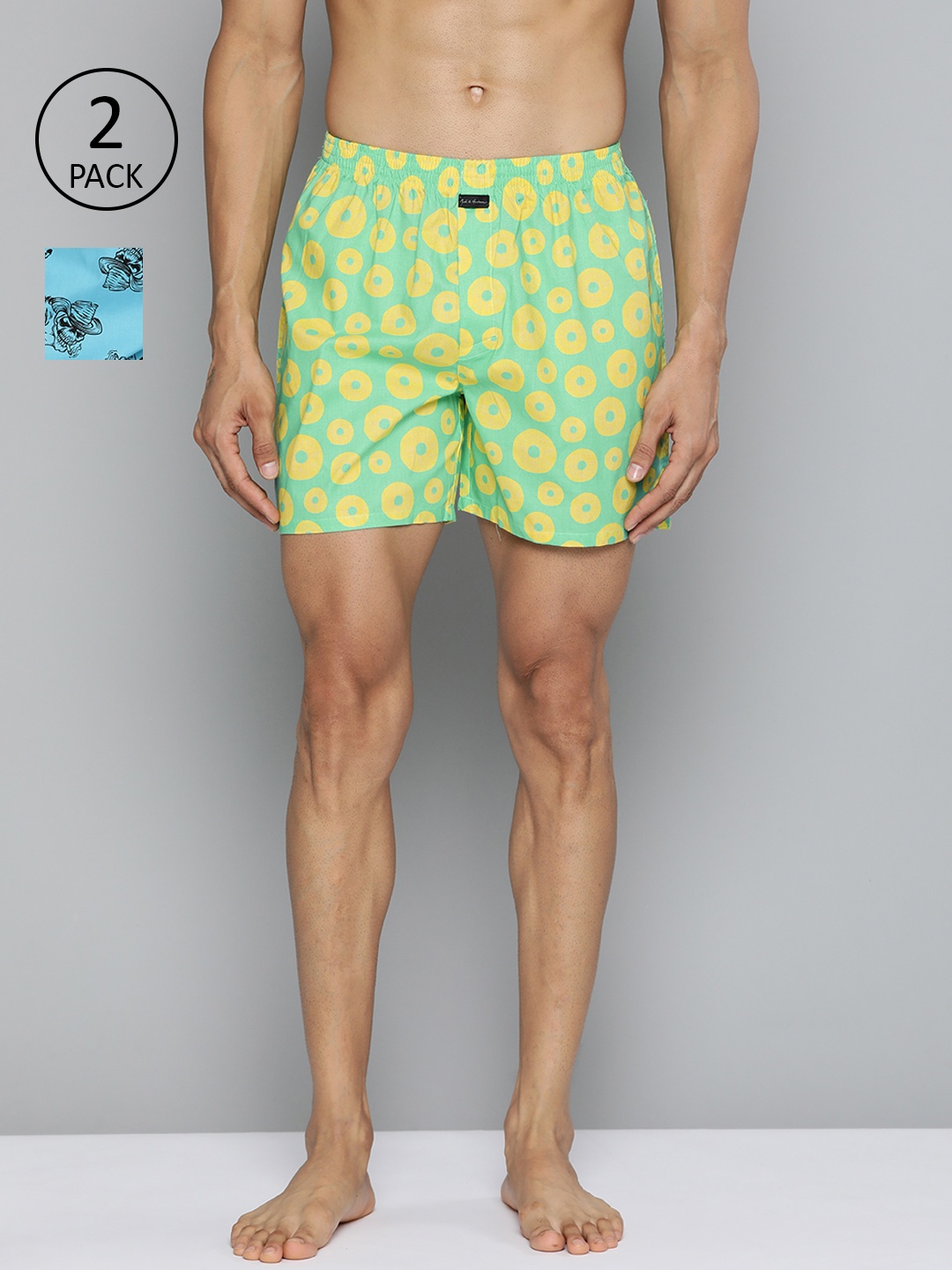 

Mast & Harbour Men Pack of 2 Printed Boxers MNH-KEN-MBOX- PRINT-02ZJ, Green