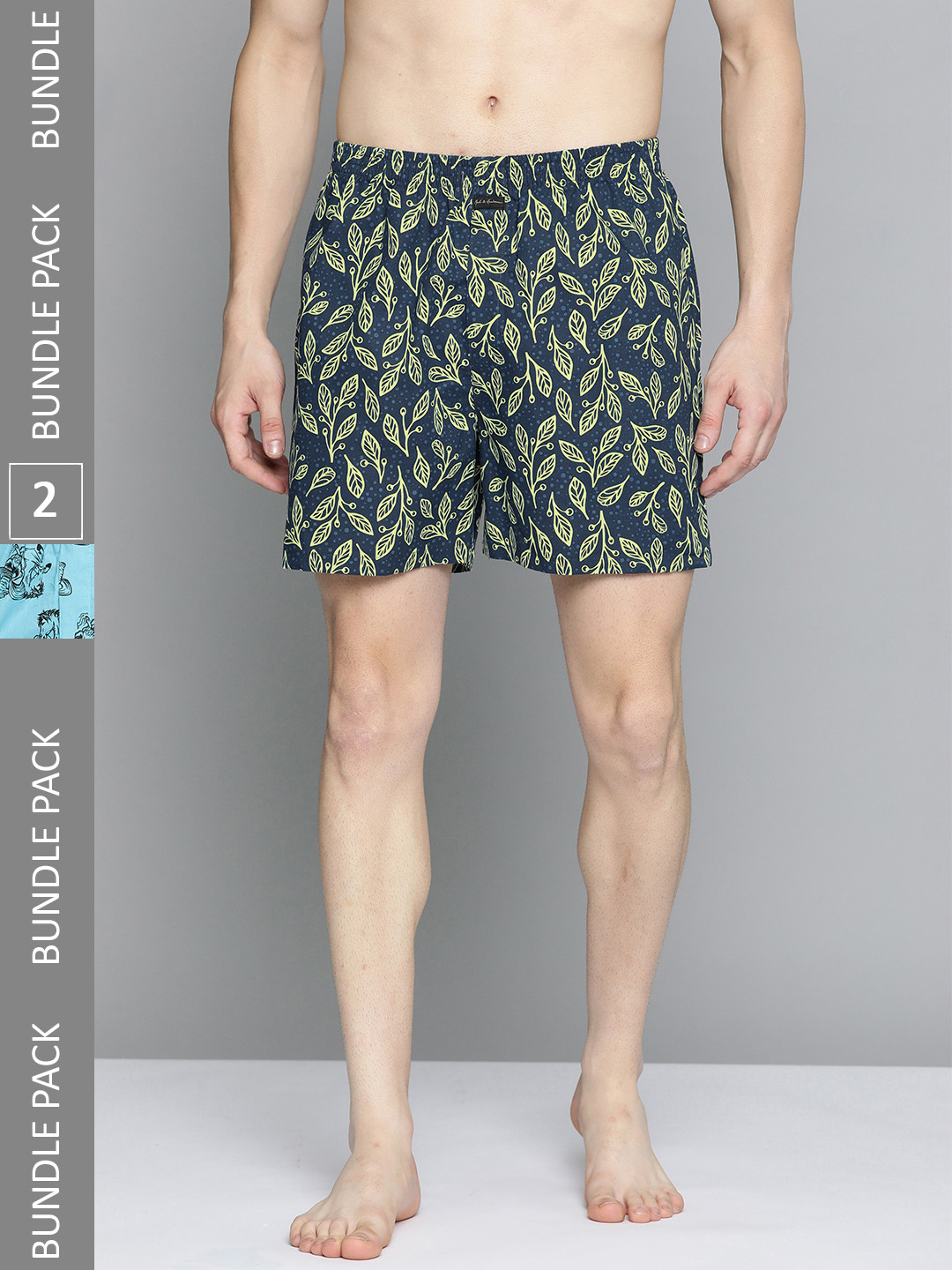 

Mast & Harbour Men Pack of 2 Printed Cotton Boxers, Blue