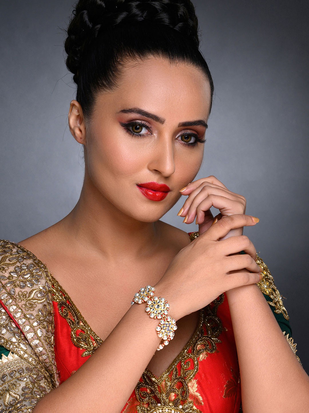 

Sukkhi Women Gold-Plated & White Kundan Wraparound Bracelet